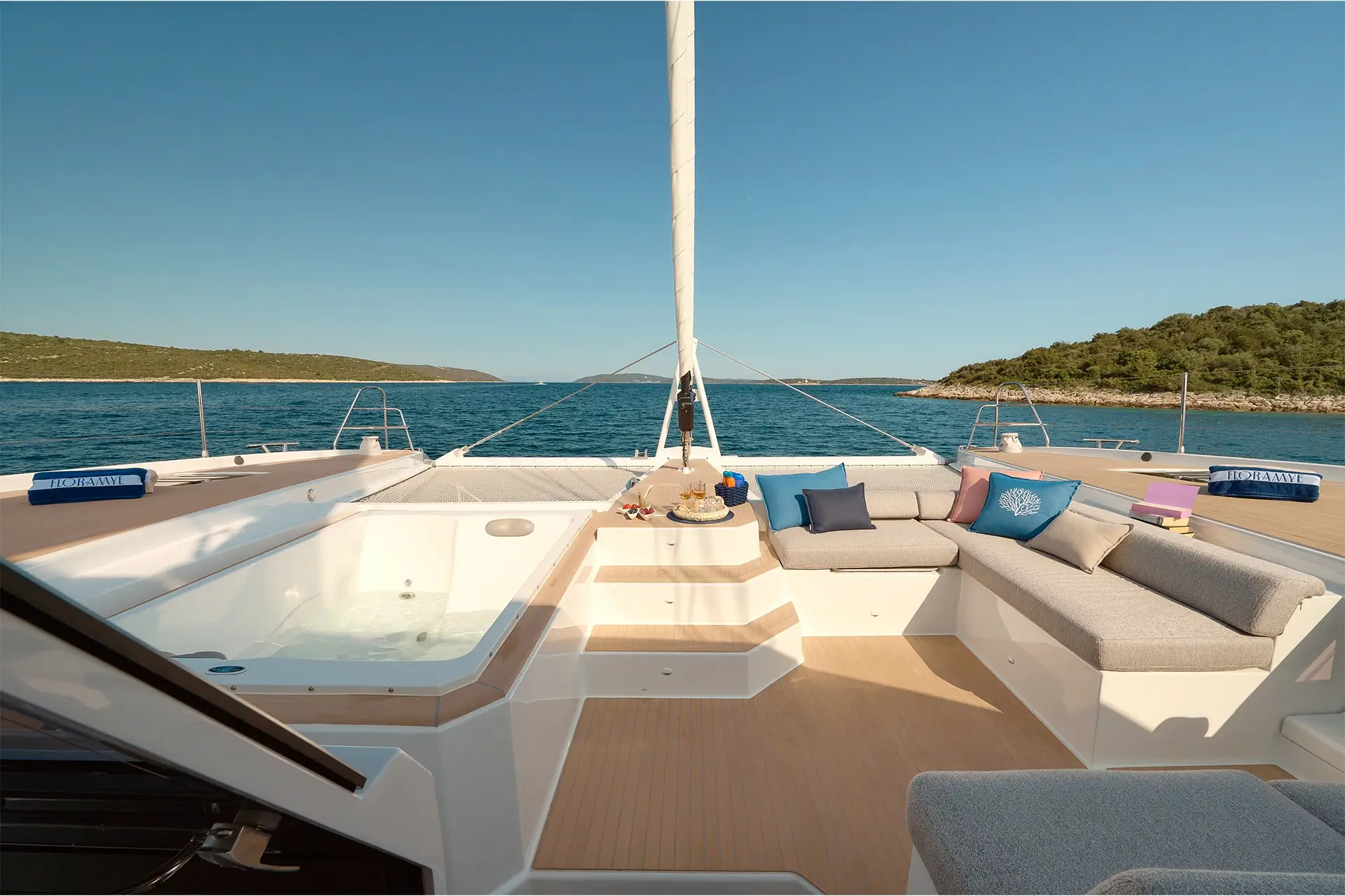 Couple enjoying luxury yacht charter